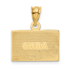 14K Gold Enameled Cuba Flag Pendant Solid, Vibrant, Themed Charm