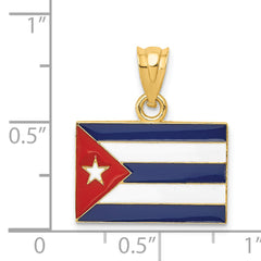 14K Gold Enameled Cuba Flag Pendant Solid, Vibrant, Themed Charm