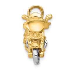 Sophia Jewelers 14K Two-Tone Gold 3D Moveable Motorcycle Pendant for Men