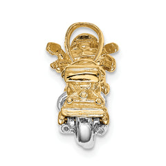 Sophia Jewelers 14K Two-Tone Gold 3D Moveable Motorcycle Pendant for Men