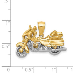 Sophia Jewelers 14K Two-Tone Gold 3D Moveable Motorcycle Pendant for Men