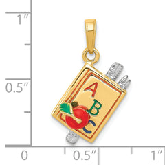 14K Two-Tone Gold 3D Enameled ABC School Book Pendant by Sophia Jewelers