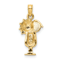 14K Gold Pink Enameled Tropical Drink Pendant, Polished & Multi-Colored