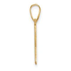 14K Gold Pink Enameled Awareness Ribbon Pendant Polished & Solid