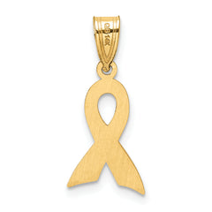 14K Gold Pink Enameled Awareness Ribbon Pendant Polished & Solid