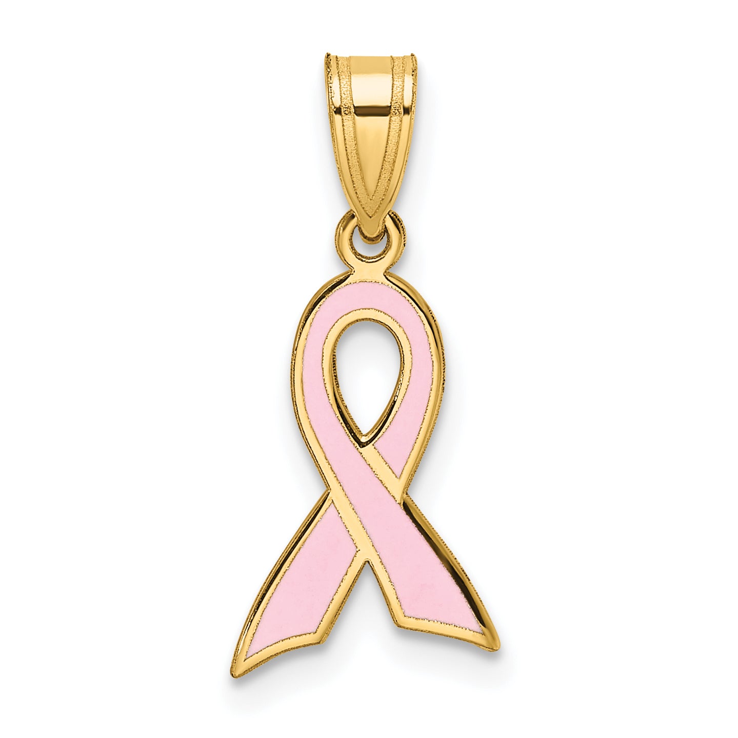 14k Small Enameled Awareness Ribbon Pendant