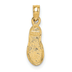 14K Gold 3D Flip-Flop Pendant with Rhodium Accents, 20mm Elegant Charm