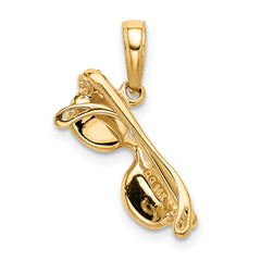 14K Gold Pink Enameled 3D Moveable Sunglasses Pendant Bold and Fun