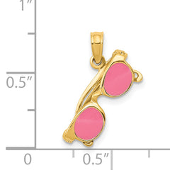 14K Gold Pink Enameled 3D Moveable Sunglasses Pendant Bold and Fun
