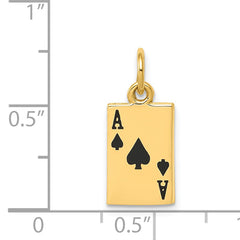 14K Gold Ace of Spades Enameled Charm for Men Polished