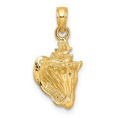 14K Gold Enameled 3D Conch Shell Pendant with Multi-Color Accents