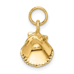 14K Gold Seashell Pendant with Polished Finish and Textured Detail Elegant Charm
