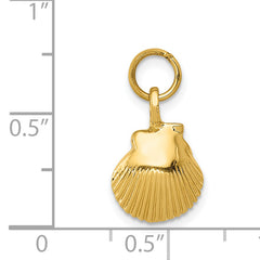 14K Gold Seashell Pendant with Polished Finish and Textured Detail Elegant Charm