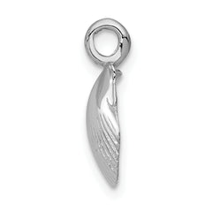 14K White Gold Seashell Pendant with Rhodium Finish and Polished Texture