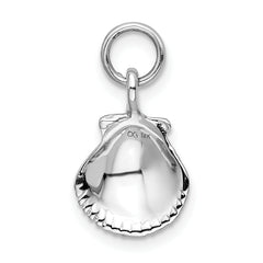 14K White Gold Seashell Pendant with Rhodium Finish and Polished Texture