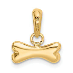 14K Gold 3D Dog Bone Pendant with Polished Finish Elegant and Gift Ready
