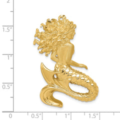 14K Gold Diamond-Cut Mermaid Slide Pendant with Polished & Satin Finish