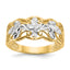 14k Rhodium Diamond-cut Wave Ring