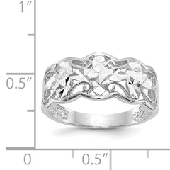 14k White Gold Diamond-cut Wave Ring