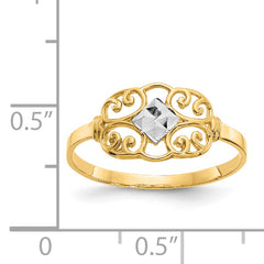 14K WithRhodium Filigree Ring