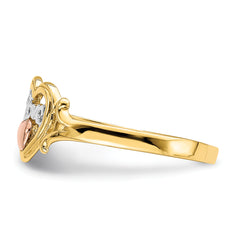 14k Yellow and Rose Gold WithRhodium Love Heart Ring