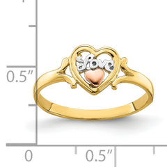 14k Yellow and Rose Gold WithRhodium Love Heart Ring