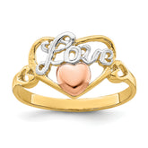 14k Yellow and Rose Gold WithRhodium Love Heart Ring