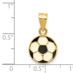 14K Gold Enameled Soccer Ball Pendant with Polished Finish