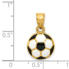 14K Gold Enameled Soccer Ball Pendant with Polished Finish, 19mm