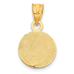 14K Gold Enameled Baseball Pendant with Polished Finish Solid and Casted