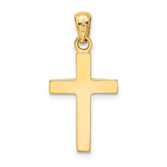14K Gold Cross Pendant with Rhodium Accent Solid and Elegant Design
