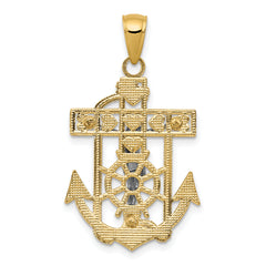 14K Two-Tone Gold Marinerâââ‰â¢s Crucifix Pendant Solid, Elegant, Casted Design