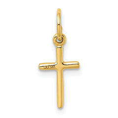 14K Gold Small Cross Charm with Reversible Design 18mm Elegant Pendant