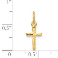 14K Gold Small Cross Charm with Reversible Design 18mm Elegant Pendant