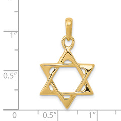 14K Gold Star of David Pendant with Open Back Design Elegant Craftsmanship