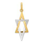 14K W/ Rhodium Elongated Jewish Star Of David Charm