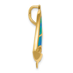 14K Gold Sailboat Slide Pendant with Lab-Created Opal Polished, Solid Craftsmanship