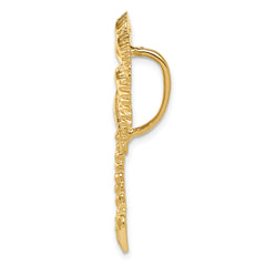 14K Gold Palm Tree Slide Pendant with Polished Textured Finish