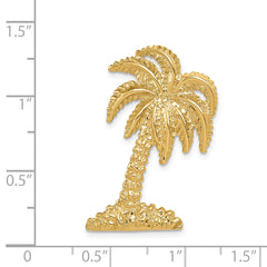 14K Gold Palm Tree Slide Pendant with Polished Textured Finish