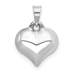 14K White Gold 3D Puffed Heart Pendant with Polished Finish