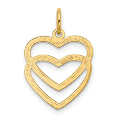 14K Gold Polished Double Heart Pendant with Elegant Flat Back Design