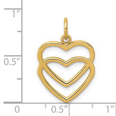 14K Gold Polished Double Heart Pendant with Elegant Flat Back Design