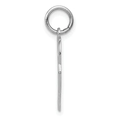 14K White Gold Double Heart Charm with Polished Rhodium Finish