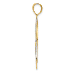 14K Gold Heart Pendant with Rhodium Accents and Polished Finish