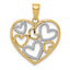 Hearts Inside Heart White Pendant in 14K Yellow Gold, 24mm - Sophia Jewelers