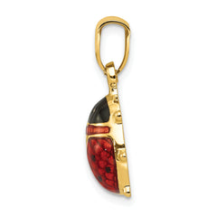 14K Gold Enameled Ladybug Charm with Polished Finish