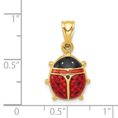 14K Gold Enameled Ladybug Charm with Polished Finish