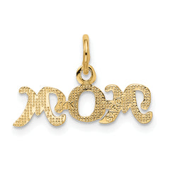 14K Gold MOM Charm with Polished Finish Elegant and Solid Design