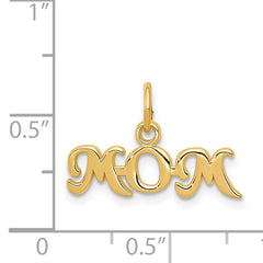 14K Gold MOM Charm with Polished Finish Elegant and Solid Design
