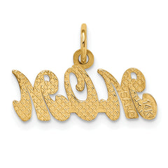 14K Gold Polished MOM Charm with Solid Design Elegant Gift